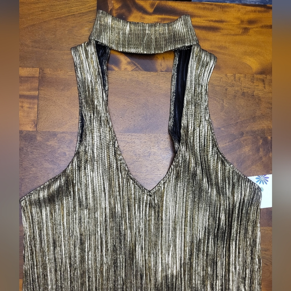 Show Me Your Mumu Friday Choker Dress Good As Gold Size Small NWT - Picture 5 of 6